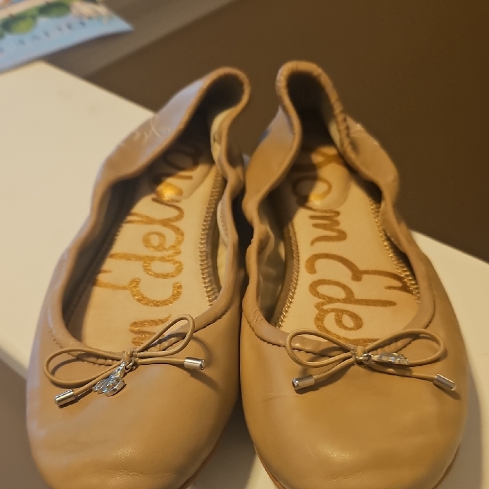 Sam Edelman Tan Flats with Bow Detail